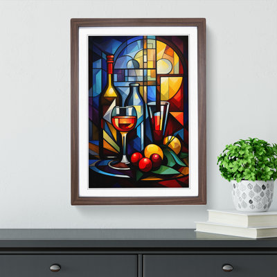 Wine Cubism Art - Framed Print