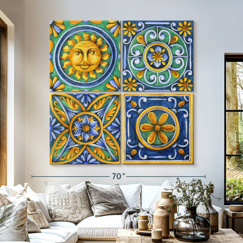 Carreaux à motif floral, H 57 po x l 57 po