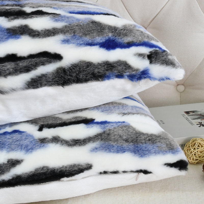 Multi Jacquard Lumbar Pillow Cover, Blue