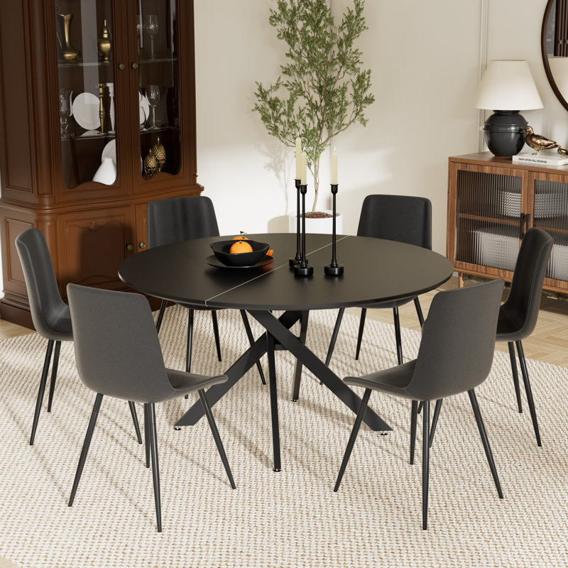 Ensemble de table ronde, Noir, noir, noir, noir, Noir, noir, noir, noir, 7