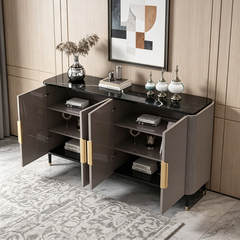 Un élégant buffet de style américain, Gris, H 35,43 po x l 47,24 po x P 15,75 po