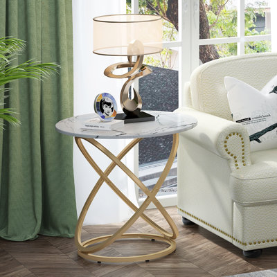 Lakhraj Glass Cross Legs End Table
