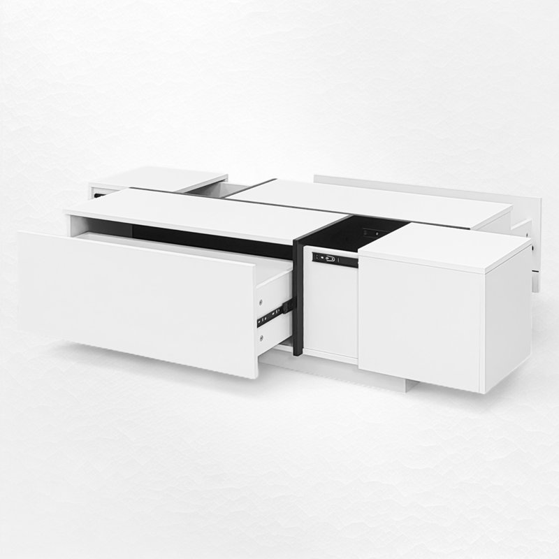 Table basse avec rangement, Blanc