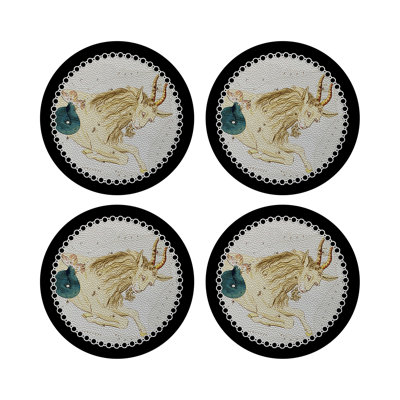 Zodiac Capricon Vegan Leather Round Pebble Placemat