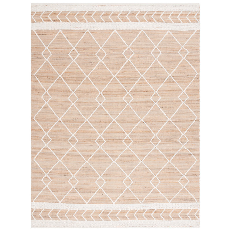Tapis en jute / laine / coton tissé à la main Natural, Rectangle 8 pi x 10 pi