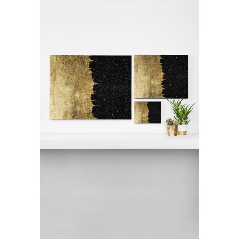 « golden starry night », impression, H 8 po x l 10 po x P 2 po, Toile tendue, Pas de tapis