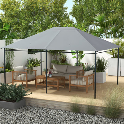Housse de remplacement pour pavillon de jardin 10 pi x 13 pi, gris, système de circulation d'air et de drainage, toit extérieur - remplacement du dessus 13 pi, avec trous de ventilation, structure
