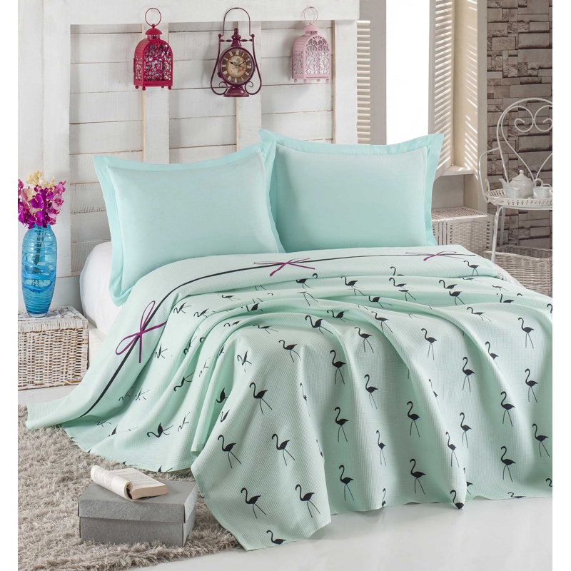 Esquibel Cotton No Pattern Bedspread, 195 x 215 cm Bedspread, Pink