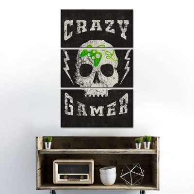 Crazy Gamer Sign, reproduction d'art sur toile