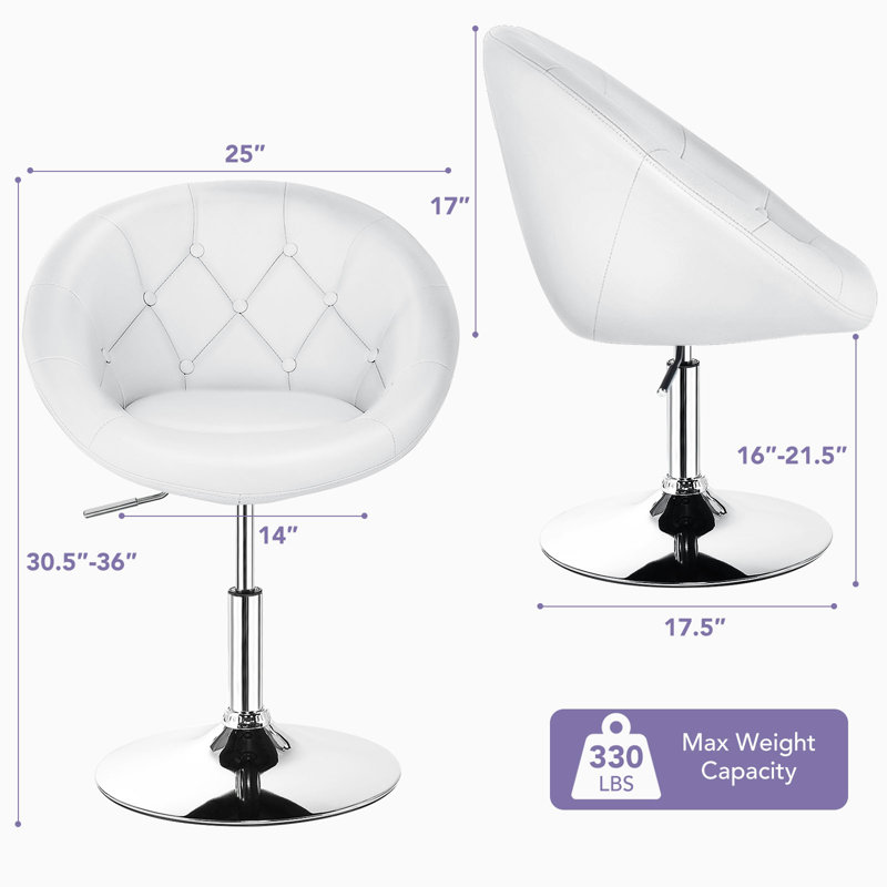 Fauteuil demi-tonneau pivotant de 25 po Bernando, Blanc