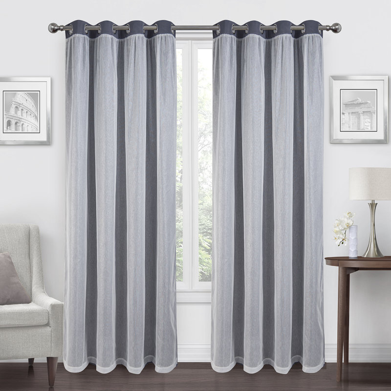 Tyniya Sheer Curtain Pair, Dark Gray