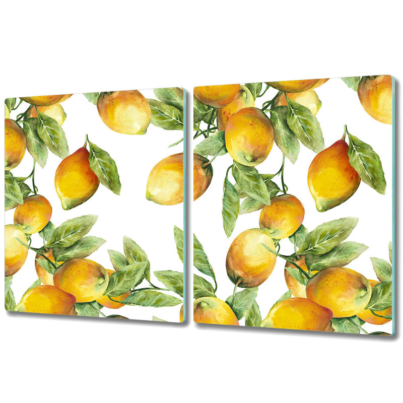 Venedy Fancy Farmhouse Lemons Leaf Chopping Board, 40cm L x 52cm W