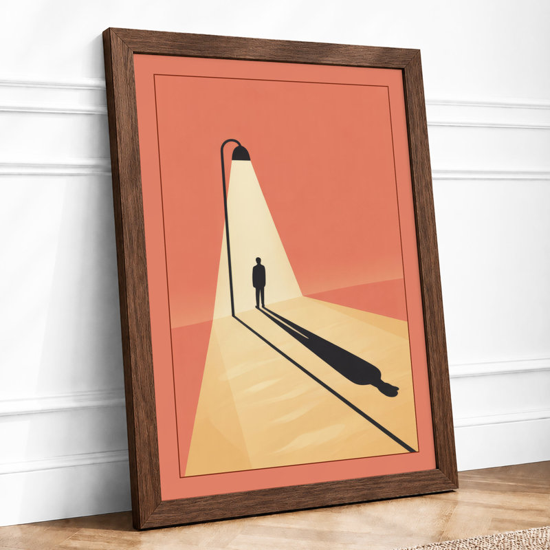 Figure Under Lamplight Modern - Print, A2 - 59.4 x 42.0 cm, Walnut