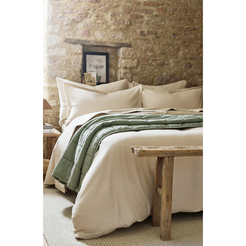 Flannel Marl Duvet Cover Set, King Duvet Cover + 2 Standard Pillowcases, Oat