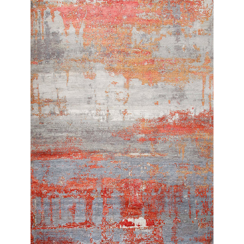 Handmade Wool Abstract Area Rug, Rectangle 9' x 12'