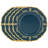Set Of 4 D13" Plastic Plate-Teal/Gold