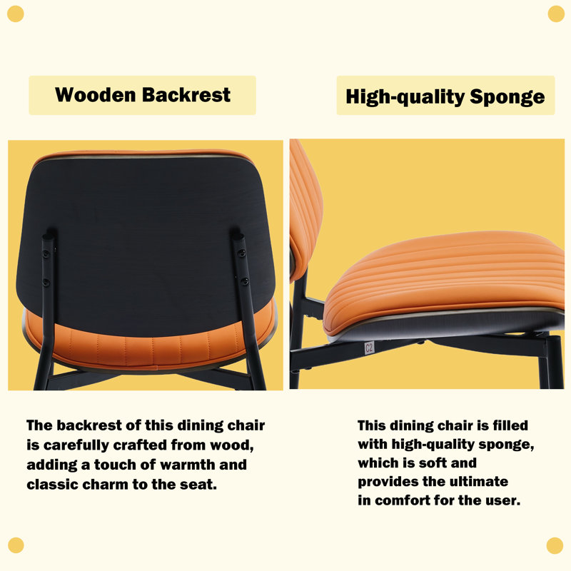 Chaises de salle à manger rembourrées Modern, Orange, 6