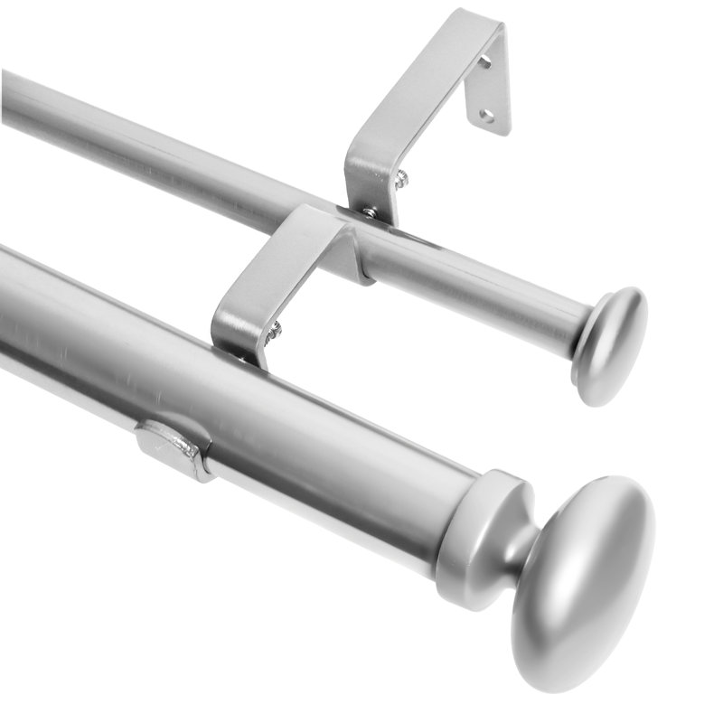 Adjustable Double Curtain Rod, 28" - 48", Silver