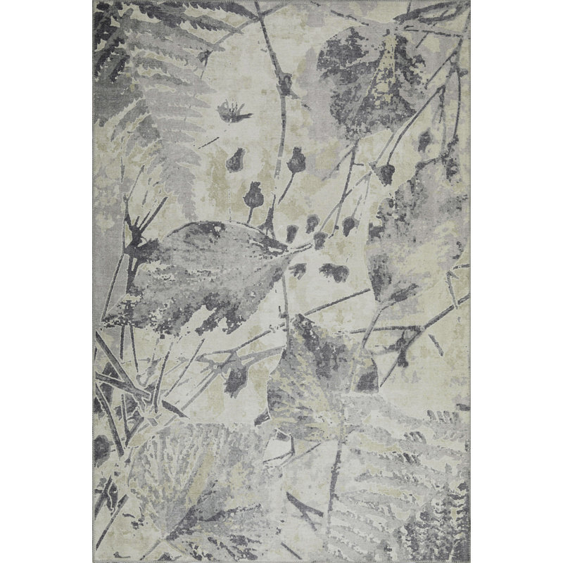 Tapis beige en coton / polyester tissé à la machine Jhace, Rectangulaire 2 pi x 3 pi
