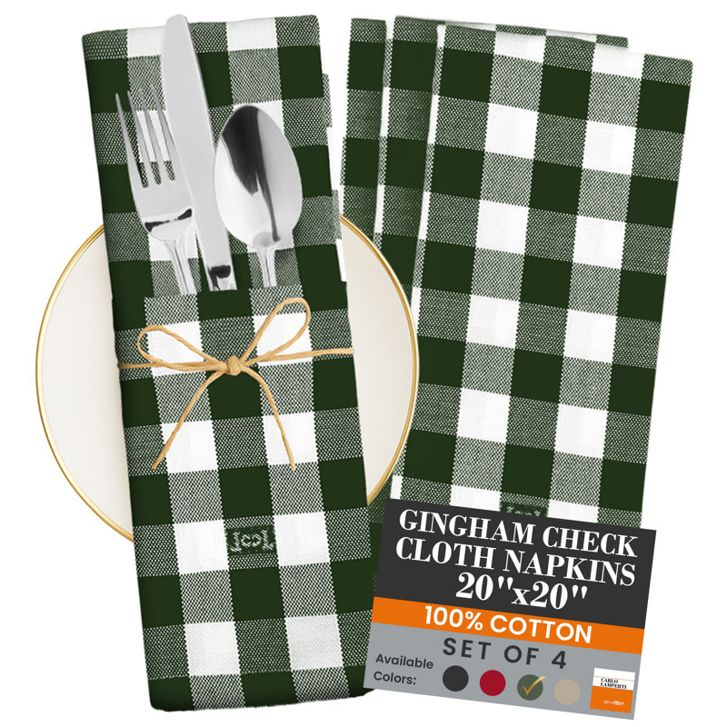 Ghisallo Cotton Buffalo Check Square Napkin, Oregano Green