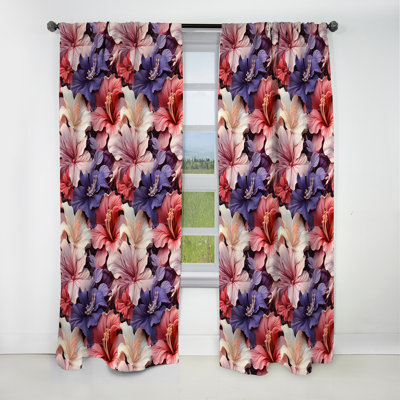 Corail Mirage Vii - motif tropical IV - Rideau floral - Rideau floral occultant en velours - 1 panneau