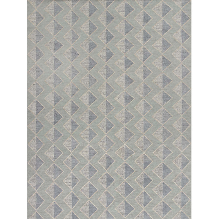 Textures Wool Geometric Area Rug in Blue