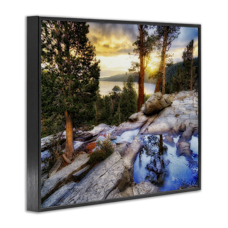 «Forest Cliff», art giclée par Dennis Frates, H 11 po x l 14 po, Giclée encadrée noir minuit