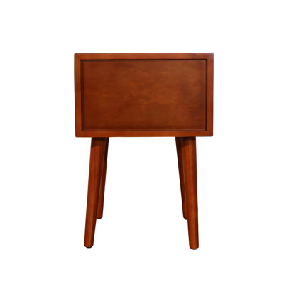 Table de chevet avec 2 tiroirs, petite table de bout latérale Seadrift, conception en angle, quincaillerie en laiton rétro, livres de magasin et magazines, deux niveaux d'économie d'espace, couleur neutre pour mélange de meubles,