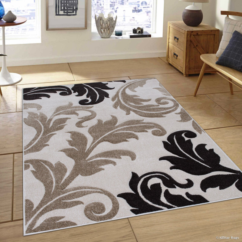 Tapis ivoire à motif floral, Rectangle 7 pi 9 po x 10 pi 5 po