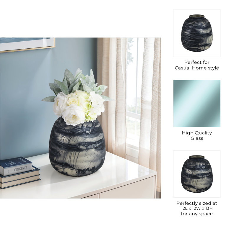 Annecy Handmade Glass Table Vase, Overall height - 13''