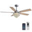 Ventilateur de plafond 52 po à DEL à intensité variable en cristal avec lumières et télécommande, moteur à courant continu réversible à 6 vitesses, application et télécommande, température de 8 couleurs