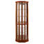 Vitrine de coin éclairée à 6 tablettes avec tablettes réglables en verre trempé et dossier en miroir, chêne (ampoule E26 non incluse)-1727393043