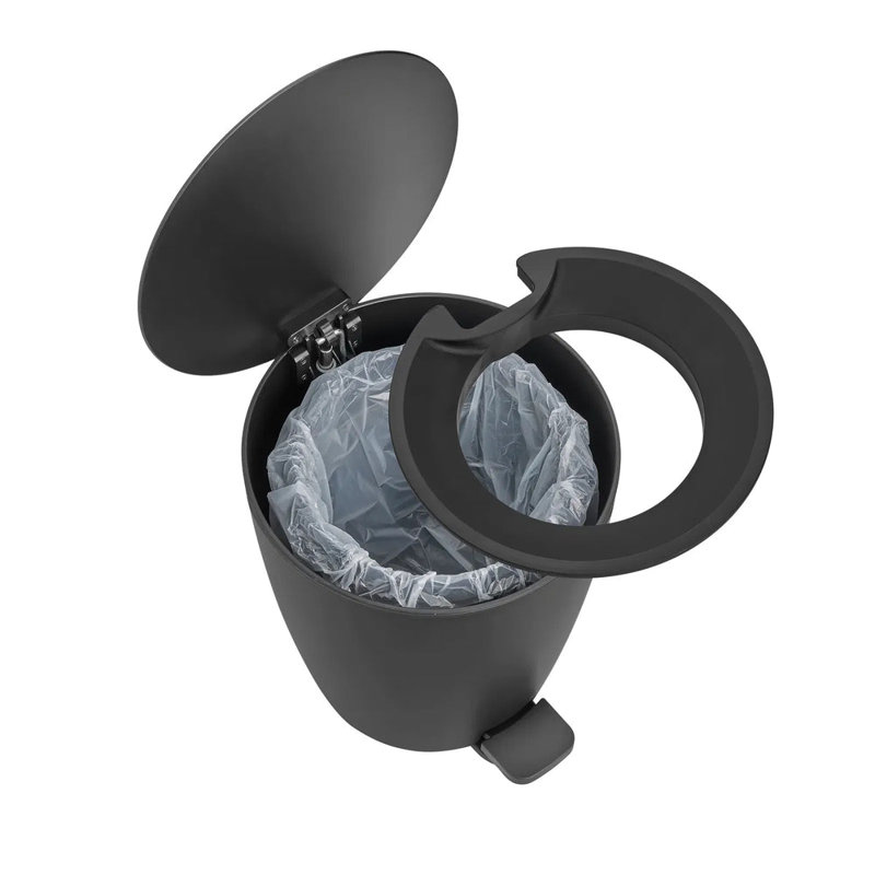 AVA Pedal Bin Wastepaper Basket - Black - 3 Liter, Black