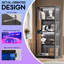 Vitrine RVB avec tablettes réglables en verre, étui de rangement à 4 niveaux avec lumières à DEL et portes à pression, tablette moderne pour objets de collection, noir -603044393-596348370