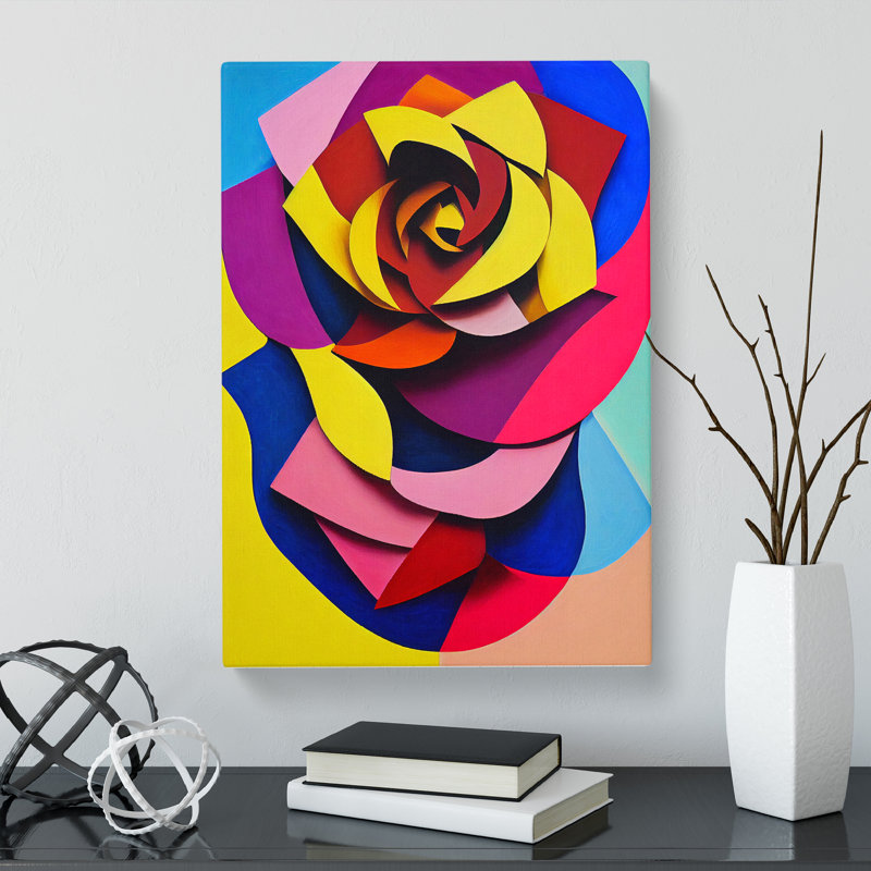 Bergerac Rose Flower Abstract - Wrapped Canvas, 76cm H x 50cm W