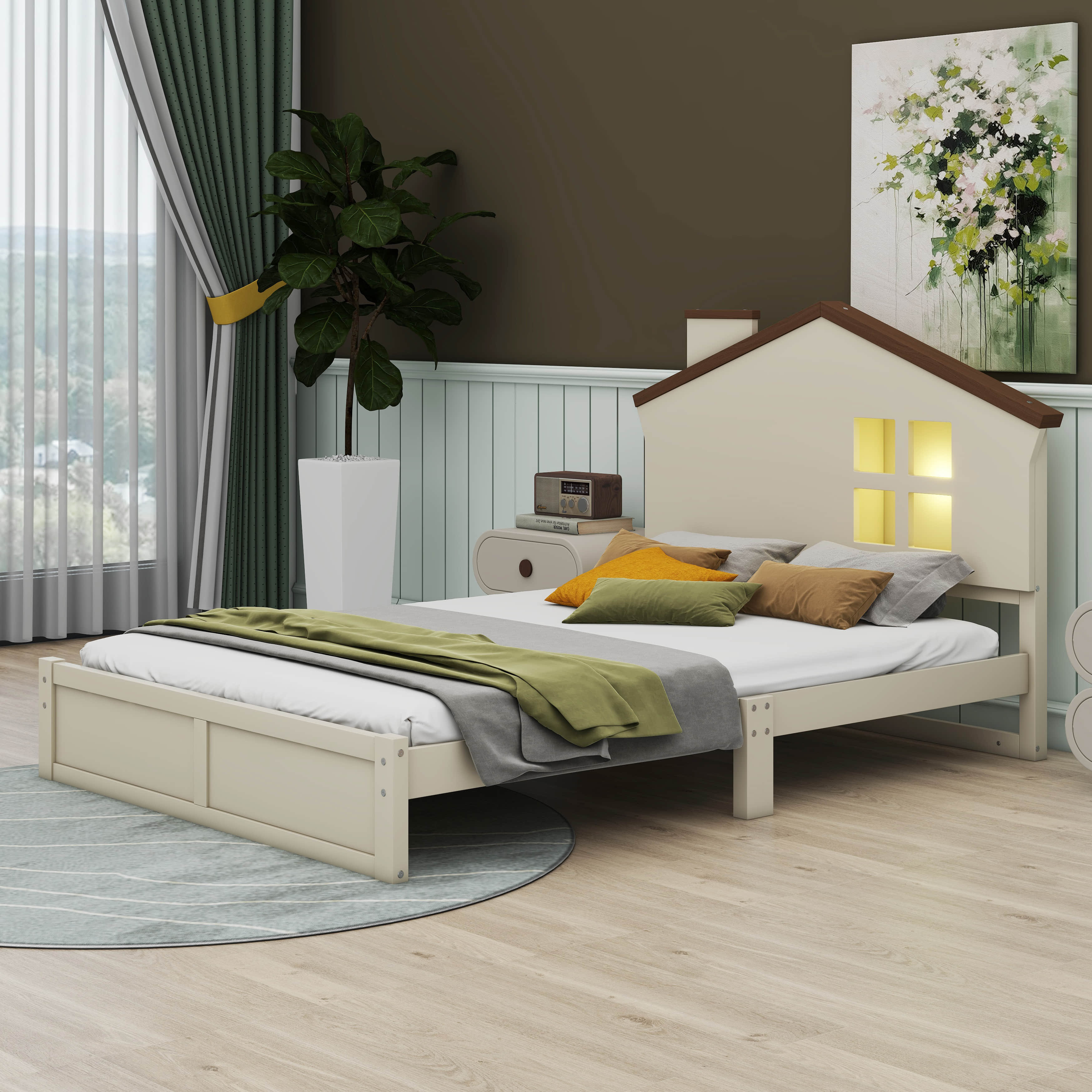 Gracie Oaks Nooran Wood Platform Bed with House-shaped Headboard and ...