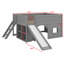 Lit mezzanine bas fonctionnel avec glissade et tablettes intégrées-251312399