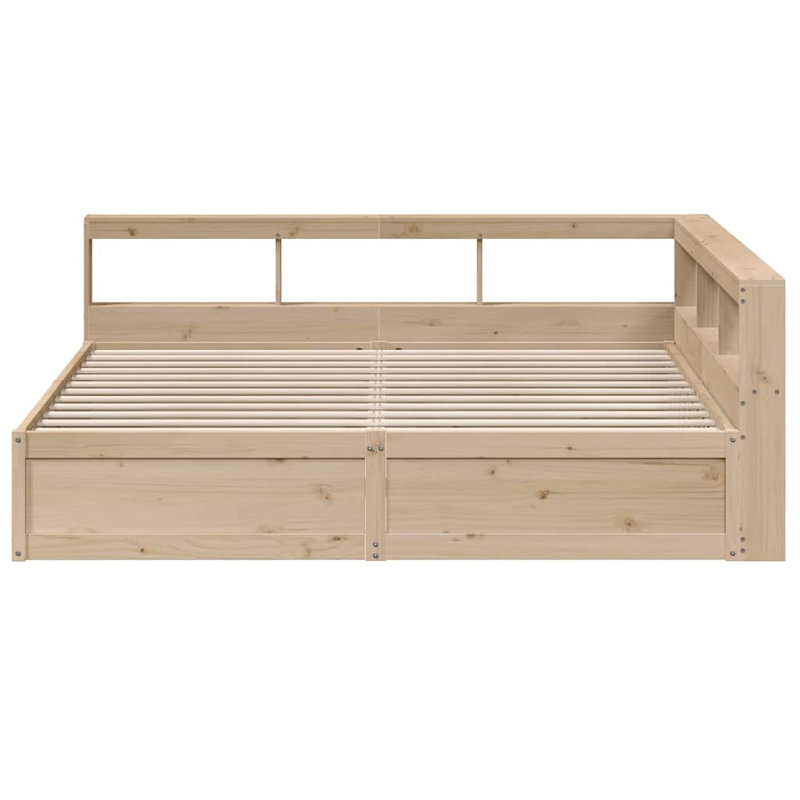 Solid Wood Bed Frame, 200 x 200cm, Brown