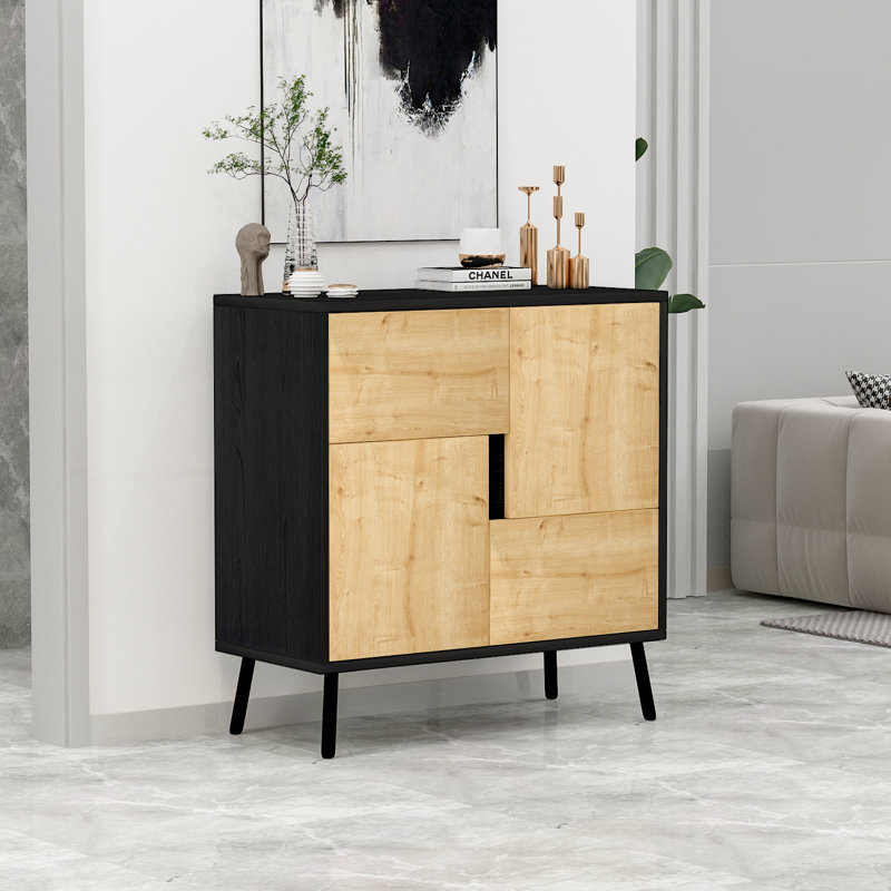Cosette 2 -Door 4 -Shelf, Beige/Black, Beige/Black
