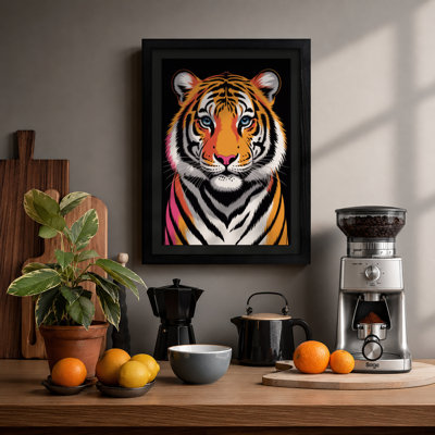 Tiger's Intense Gaze Modern - Framed Print