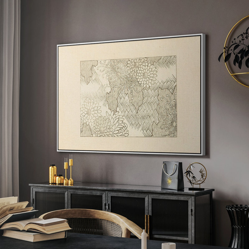 Croquis rétro XLVII - reproduction encadrée sur toile, H 17 po x l 25 po, Blanc