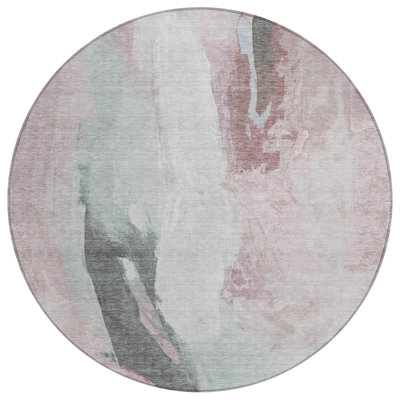 Machine Washable Indoor/Outdoor Xhevrie Blush Rug