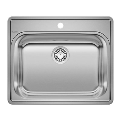 Essential 25" L x 21" W Drop-In Kitchen Sink with Basket Strainer