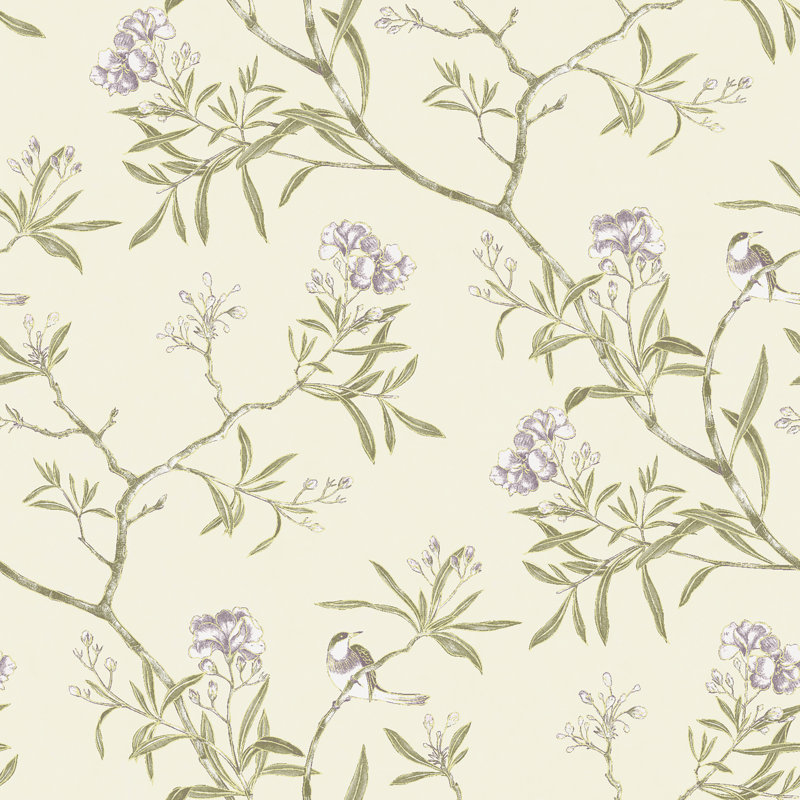 Rouleau de fleurs rétro Oleander, Mauve, L 393,7 po x l 20,87 po