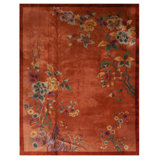 Antique Art Deco Room Size Wool Red Rug