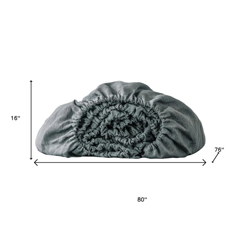 Drap-housse en lin gris ardoise
