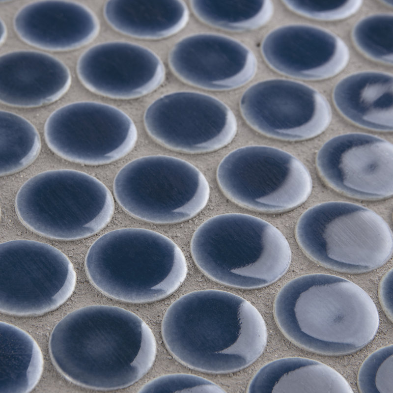 Hudson Penny Round .80" x .80" Porcelain Penny Round Mosaic Wall & Floor Tile, Denim Blue