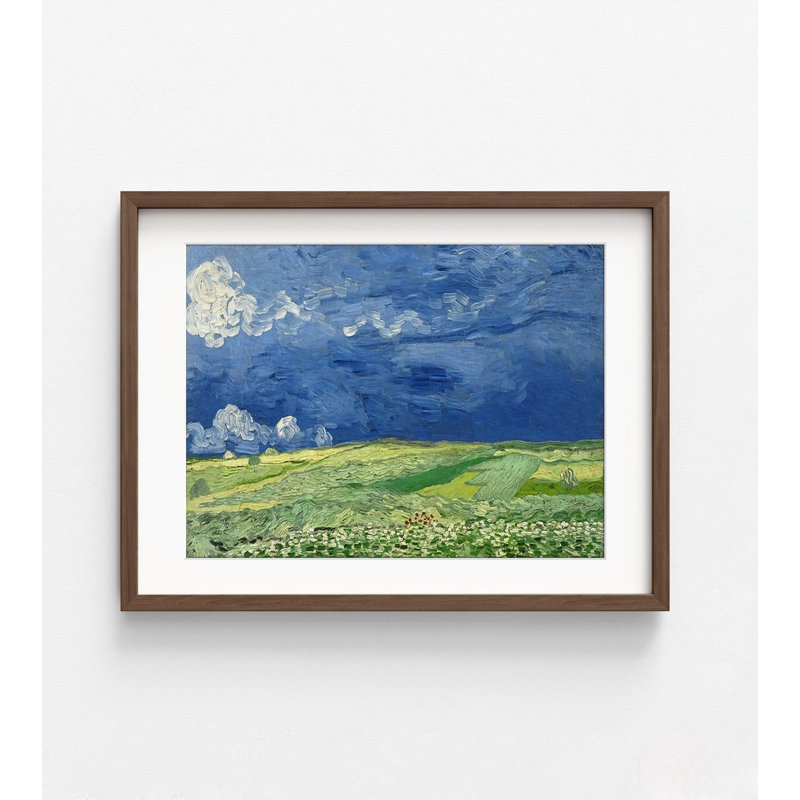 «Wheatfield Under Thunderclouds» par Vincent Van Gogh, impression de peinture à l'huile ciel clair, art mural ciel clair, paysage de Van Gogh, art encadré