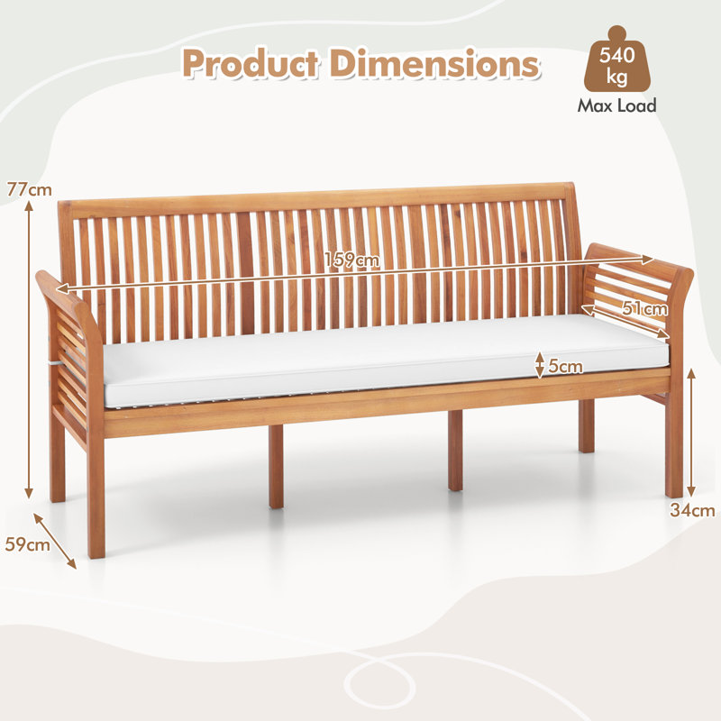 Solid Wood Outdoor Bench