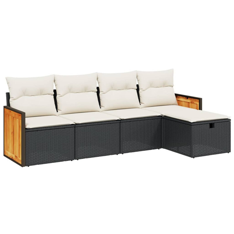 Ensemble de canapé de jardin Vidaxl noir, blanc crème